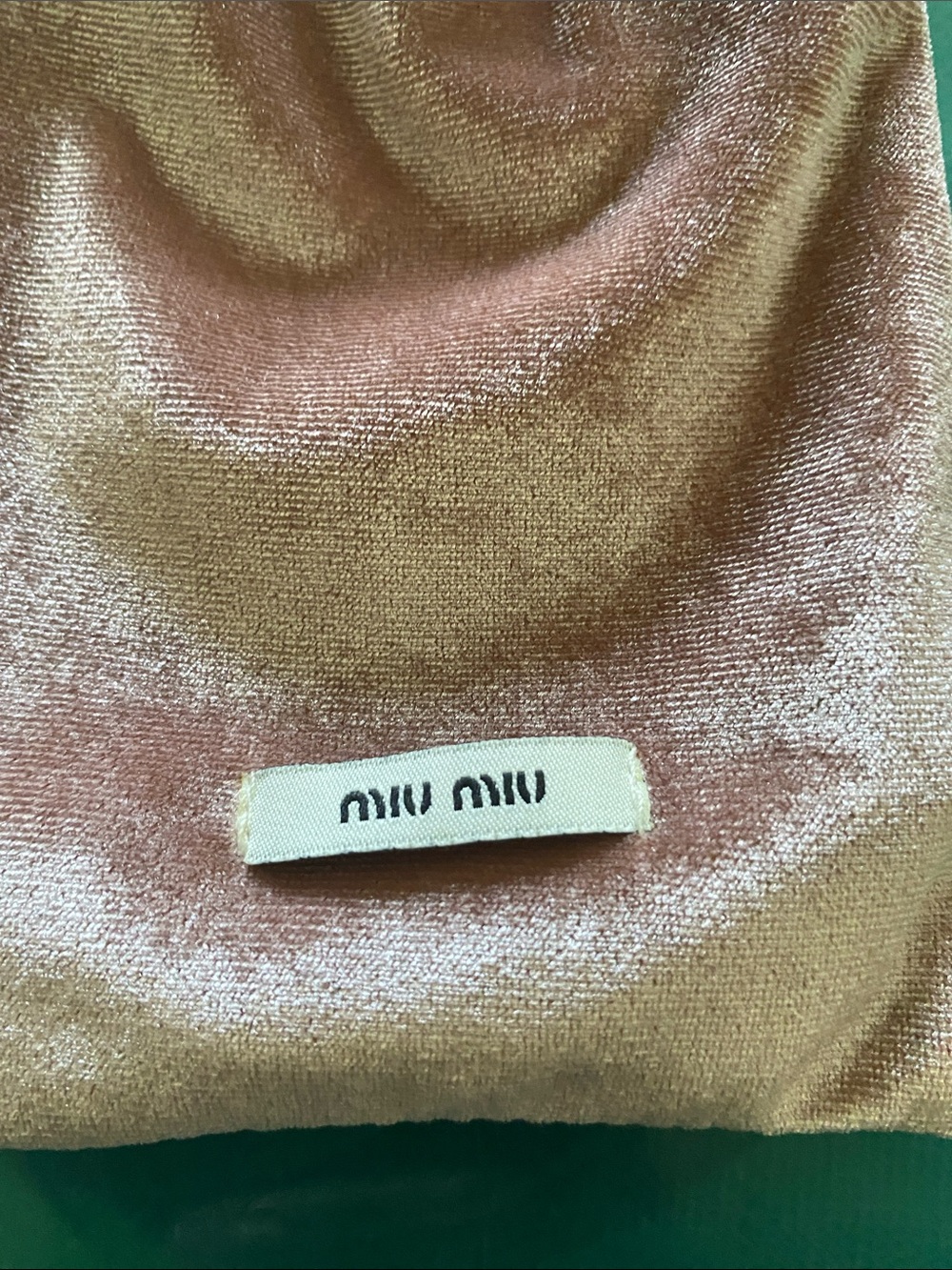 Miu Miu Velvet Drawstring Pouch in Blush Pink - Picture 4 of 5